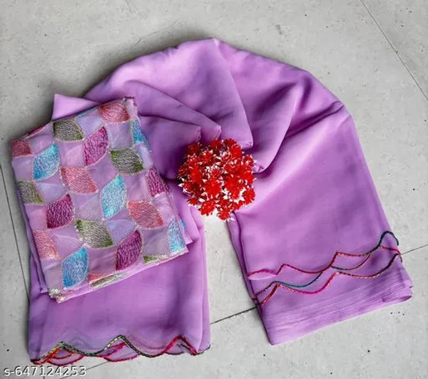 Lavender_Sath_Gram_Premium_Saree_With_Printed_Blouse_For_Women