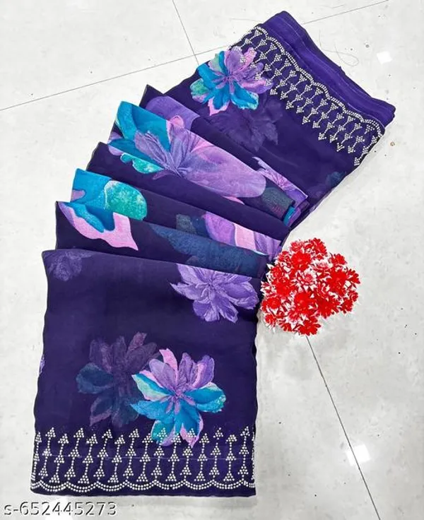 Purple_Georgette_Printed_Premium_Saree_With_Diamond_Lace_For_Women
