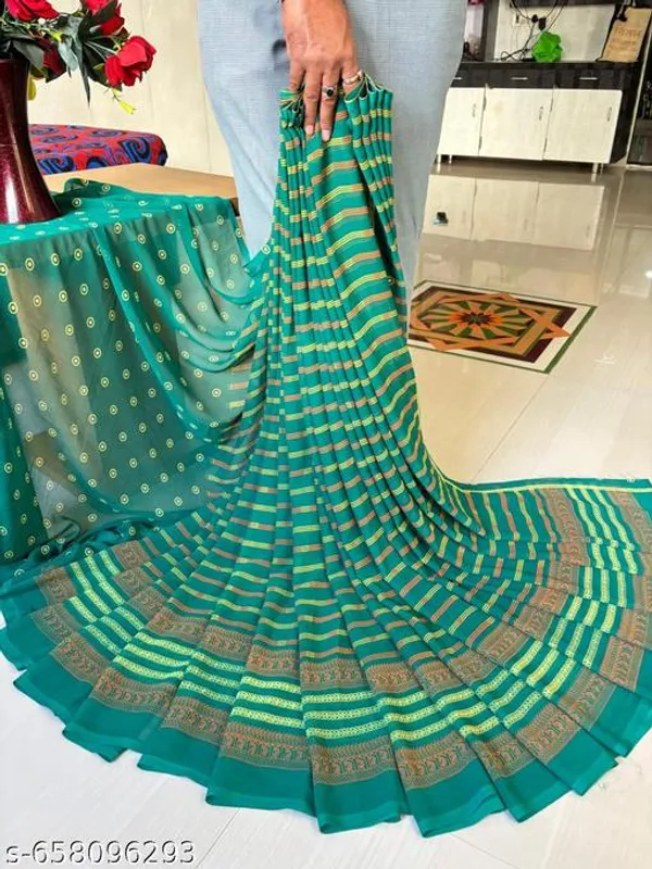 Green_Georgette_Printed_Premium_Saree_For_Women