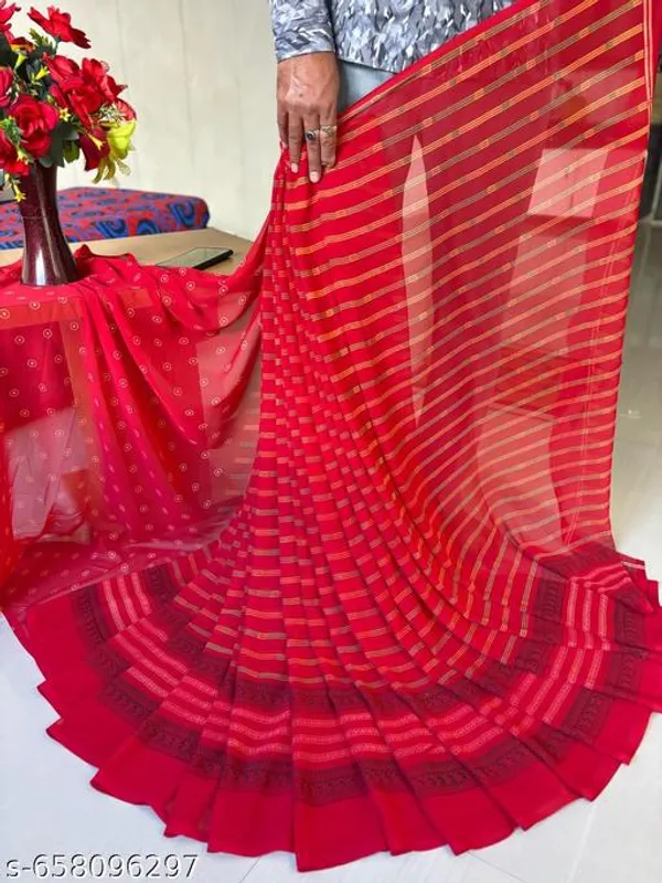 Red_Georgette_Printed_Premium_Saree_For_Women