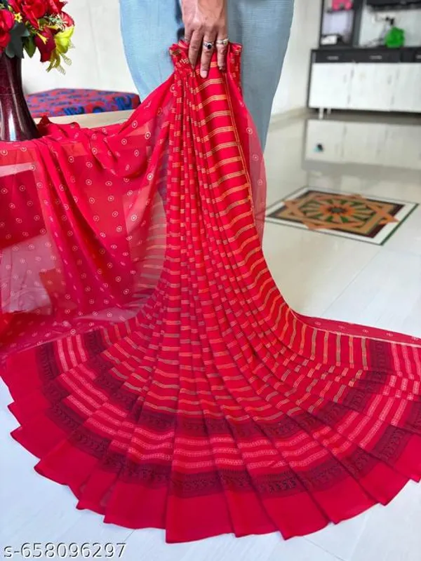 Red_Georgette_Printed_Premium_Saree_For_Women