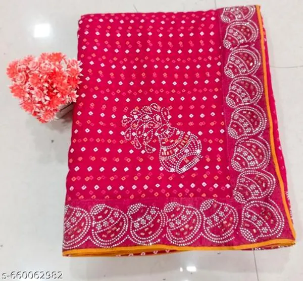 Taladara's_New__Fancy_Georgette_Premium_Saree_With_Embedded_Stones_And_Added_Blouse_For_Women