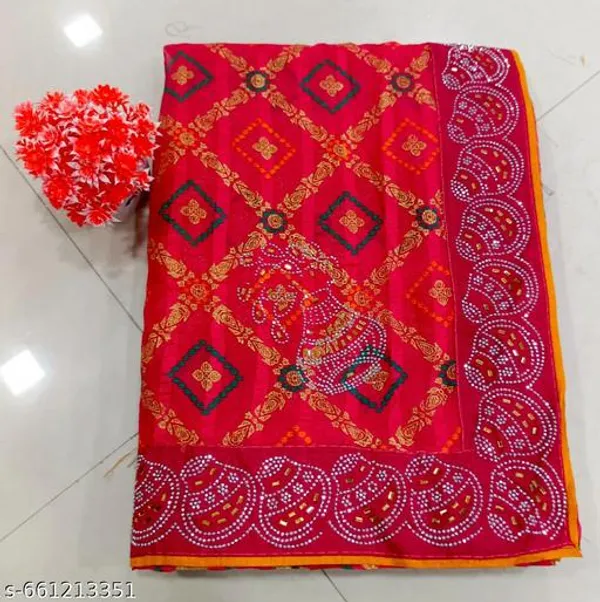 Taladara's_New__Fancy_Solo_Premium_Saree_With_Embedded_Stones_And_Added_Blouse_For_Women