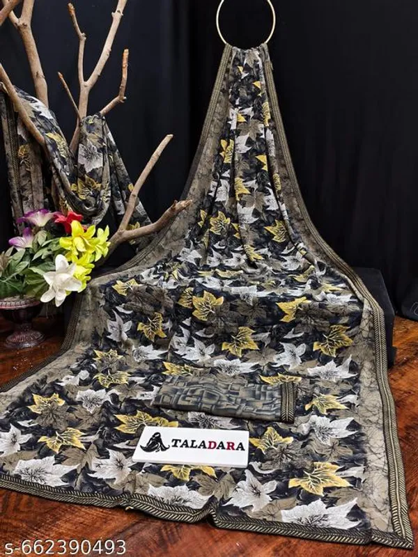 Taladara's__New_Fancy_Georgette_Printed_Lace_Border_Saree_For_Women
