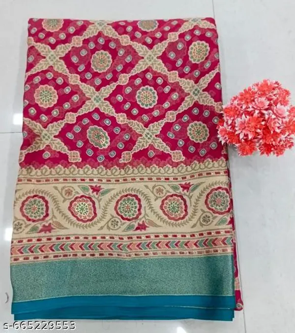 Pink_Brasso_Chiffon_Premium_Saree_With_Ethnic_Pattern_For_Women