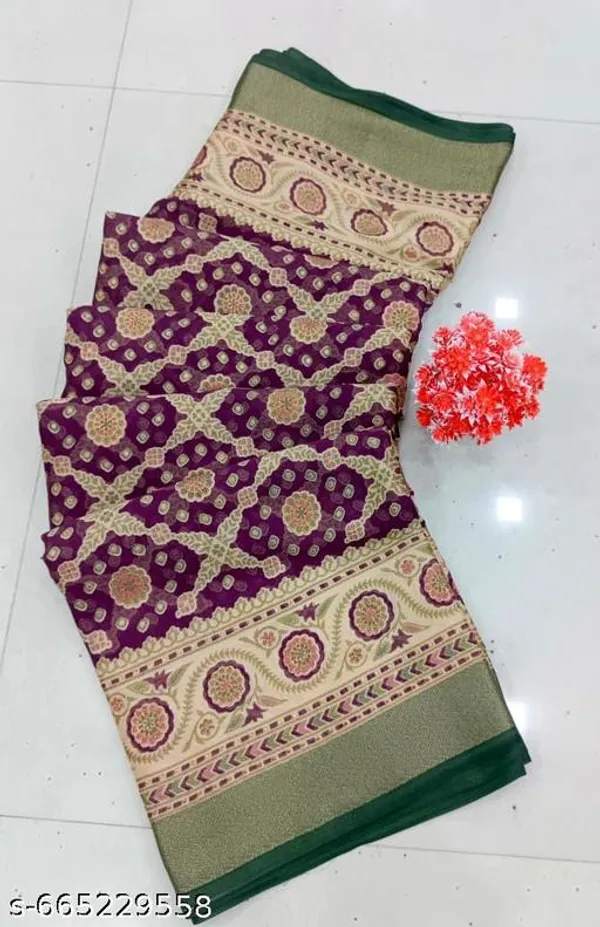Multicolor_Brasso_Chiffon_Premium_Saree_With_Ethnic_Pattern_For_Women