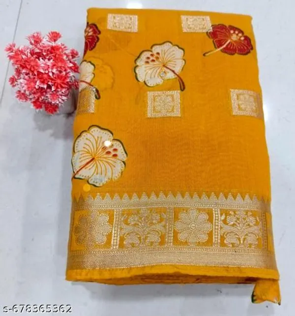 Taladara's_New_Fancy_Yellow_Cotton_Printed_Premium_Saree_For_Women