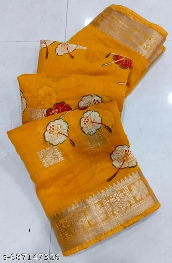 Taladara's_New_Fancy_Yellow_Cotton_Printed_Premium_Saree_For_Women