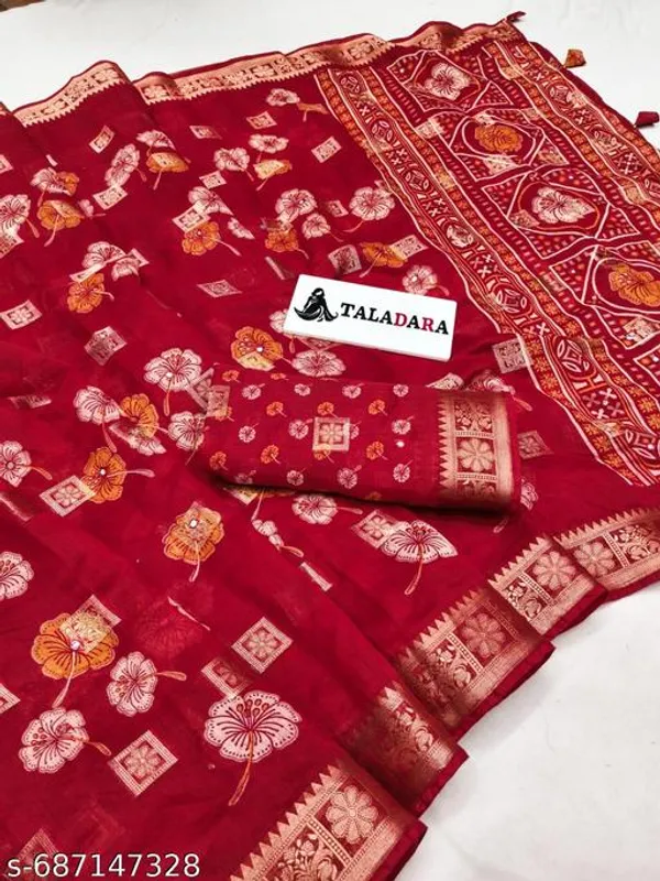 Red_Mal_Cotton_Printed_Premium_Saree_With_Mirror_Work_For_Women
