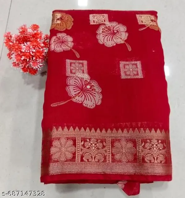 Red_Mal_Cotton_Printed_Premium_Saree_With_Mirror_Work_For_Women