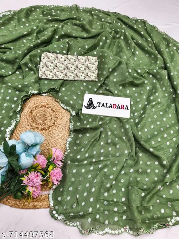 Green_Mos_Buti_Printed_Premium_Saree_And_Mirror_Border_Premium_Saree_For_Women