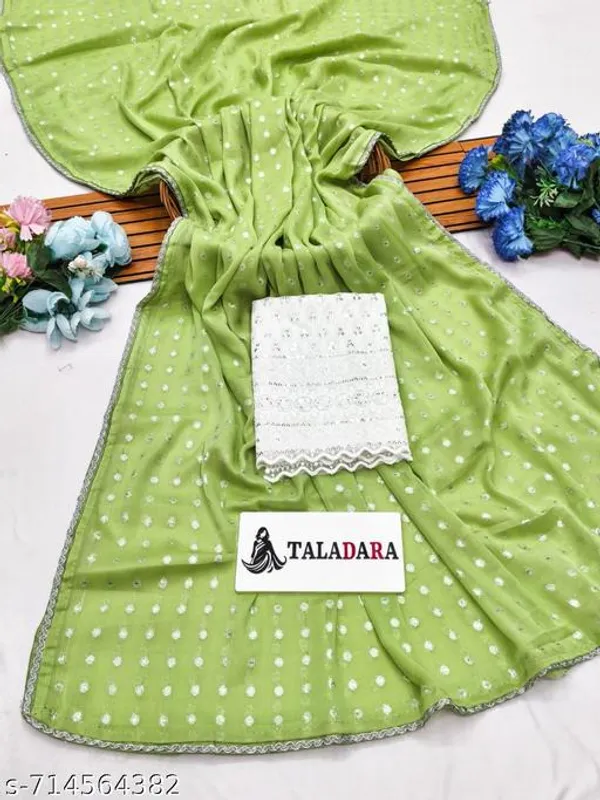 Taladara's_New_Light_Green_Mos_Buti_Printed_Premium_Saree_And_Lace_Border__For_Women