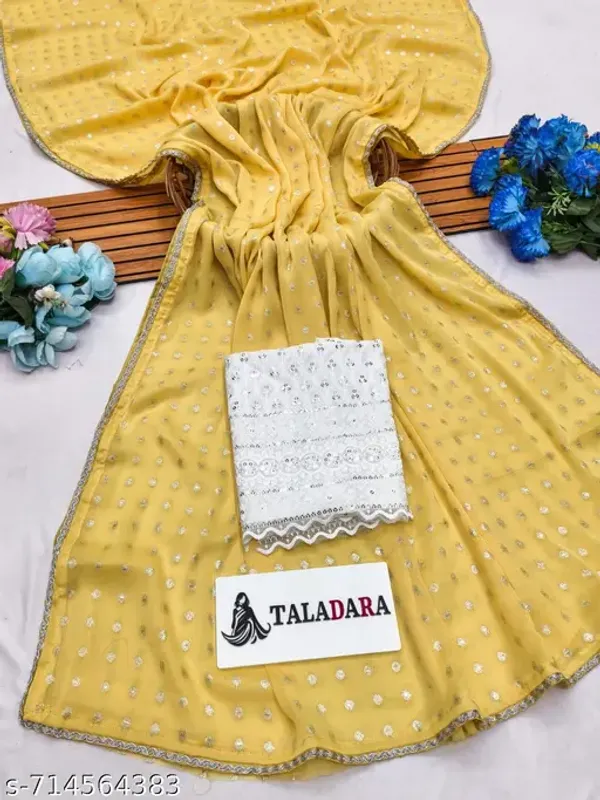 Taladara's_New_Yellow_Mos_Buti_Printed_Premium_Saree_with_Lace_Border_For_Women