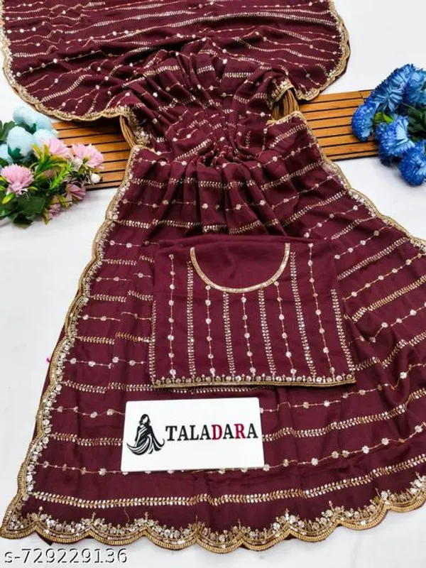 Maroon_Star_Georgette_Printed_Premium_Saree_For_Women