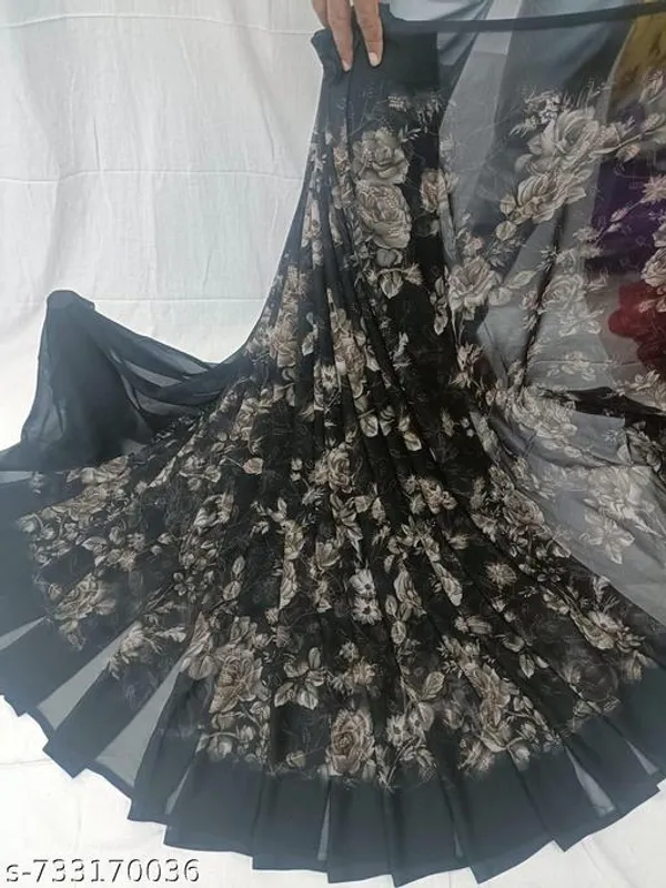 Black_Georgette_Printed_Premium_Saree_For_Women