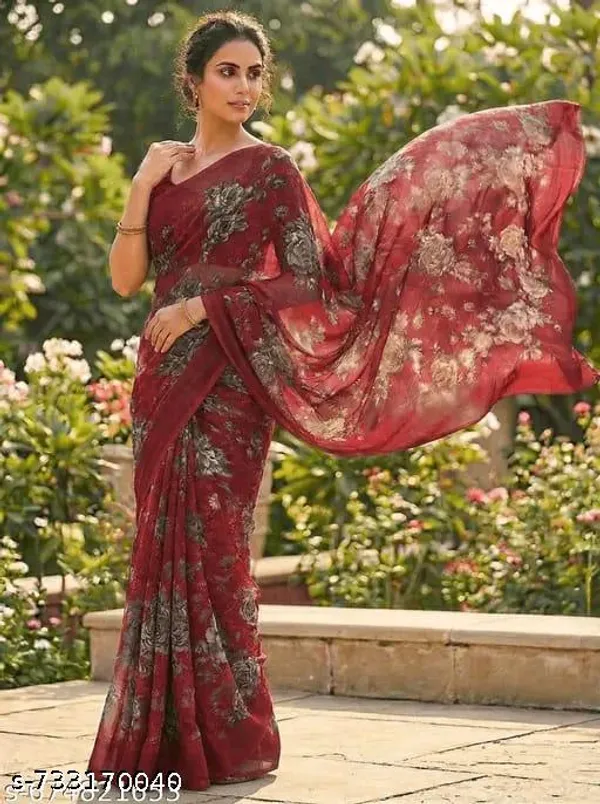 Maroon_Georgette_Printed_Premium_Saree_For_Women