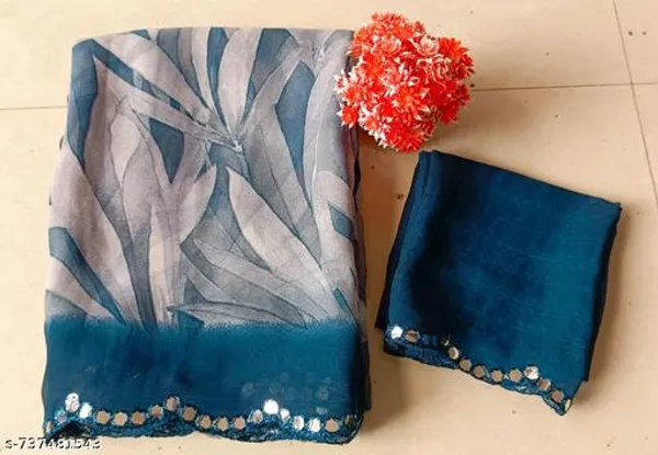 Blue_Georgette_Printed_Premium_Saree_With_Mirror_Lace_For_Women