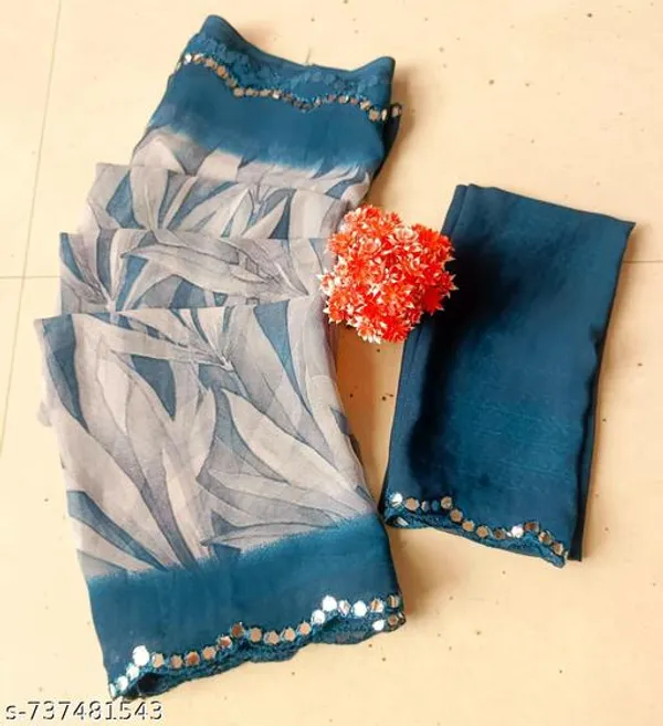 Blue_Georgette_Printed_Premium_Saree_With_Mirror_Lace_For_Women