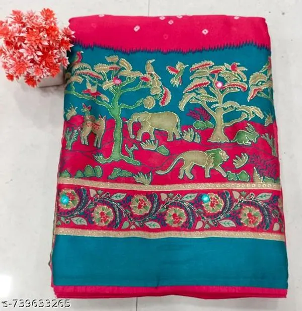 Blue_And_Pink_Mosmello_Printed_Premium_Saree_For_Women