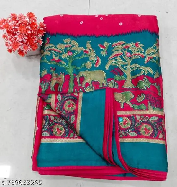 Blue_And_Pink_Mosmello_Printed_Premium_Saree_For_Women