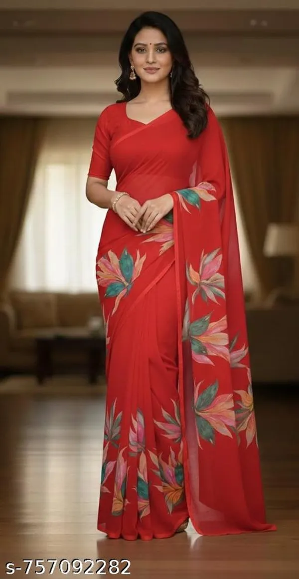 Red_Heavy_Georgette_Printed_Premium_Saree_For_Women