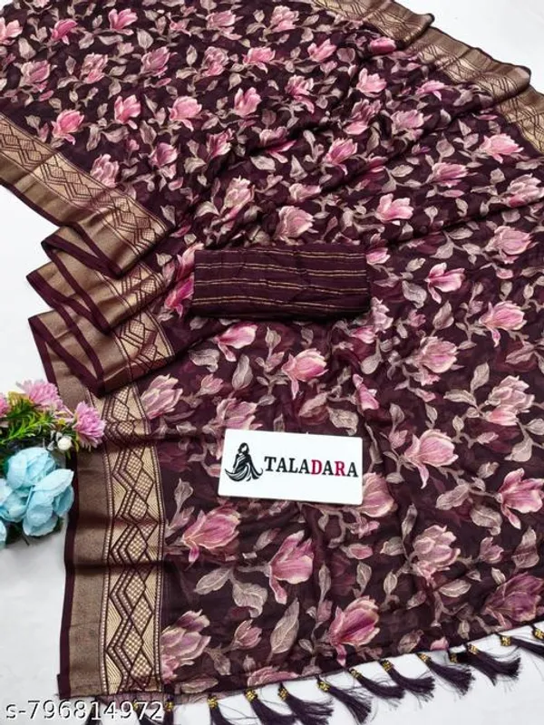 Taladara's_New_Fancy_Brasso_Printed_Premium_Saree_And_Jalar_Border_Premium_Saree_For_Women