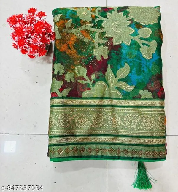 Taladara's_New_Brasso_Heavy_Printed_Saree_With_Diamond_Work_For_Women