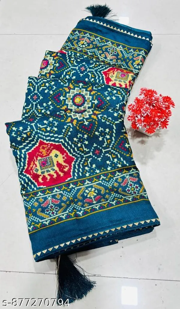 Taladara's_New_Blue_Pashmina_Printed_Patola_Premium_Saree_For_Women