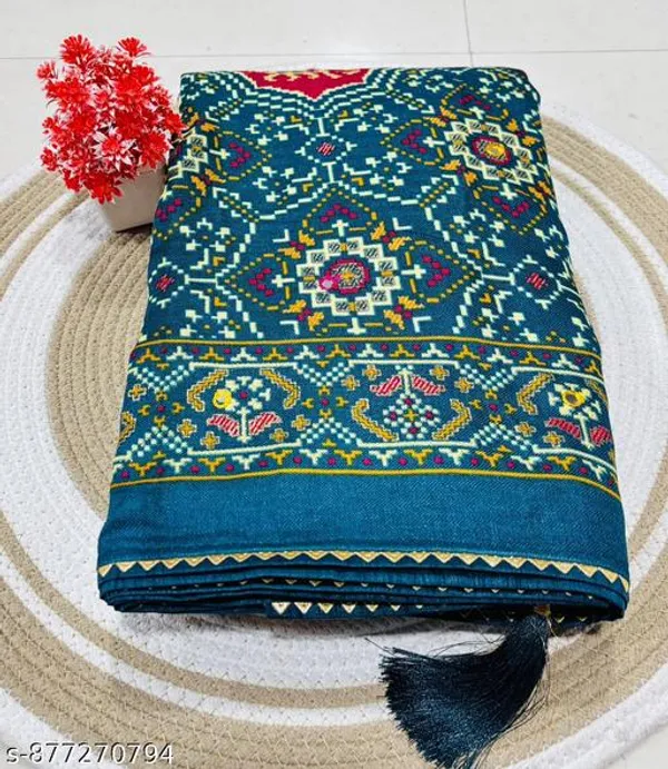 Taladara's_New_Blue_Pashmina_Printed_Patola_Premium_Saree_For_Women