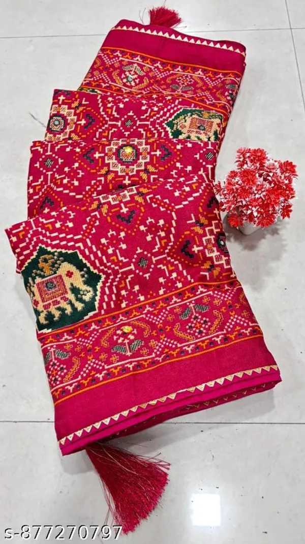 Taladara's_New_Red_Pashmina_Printed_Patola_Premium_Saree_For_Women