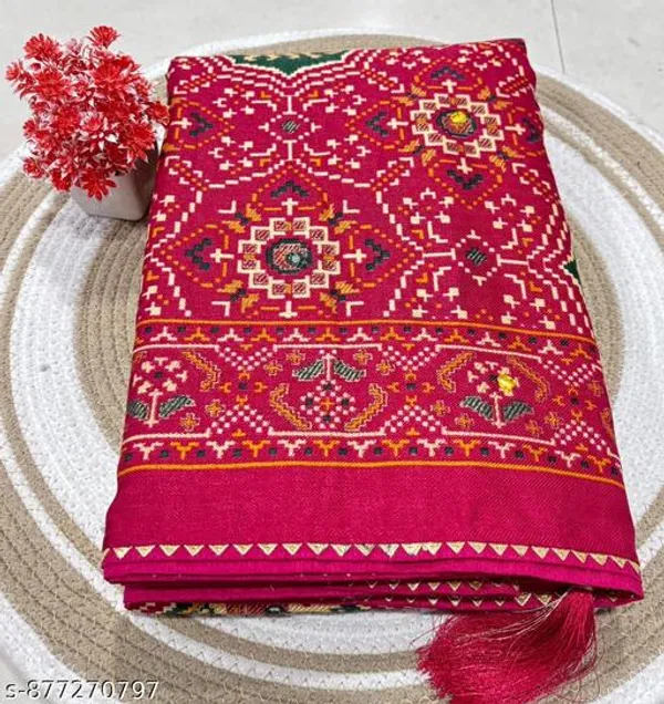 Taladara's_New_Red_Pashmina_Printed_Patola_Premium_Saree_For_Women