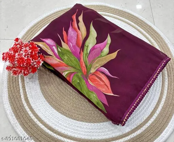Maroon_And_Pink_Georgette_Printed_Premium_Saree_With_Lace_Border_For_Women