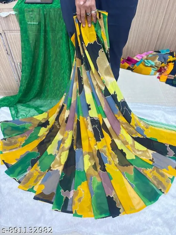 Green_Georgette_Printed_Premium_Saree_For_Women