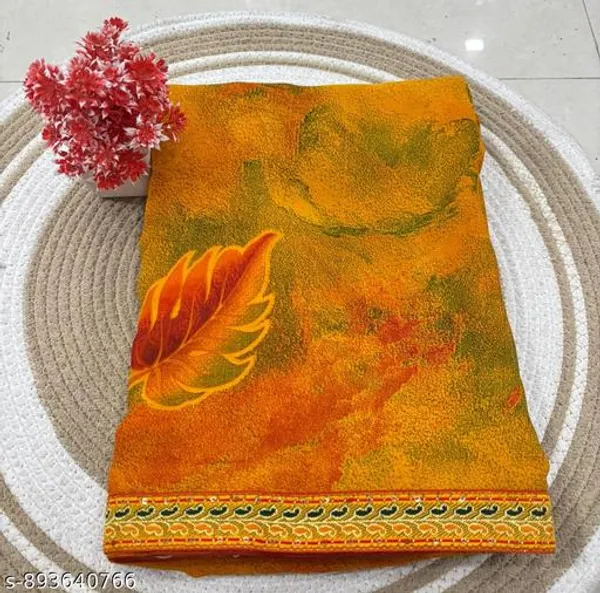 Orange_Georgette_Printed_Premium_Saree_With_Lace_For_Women