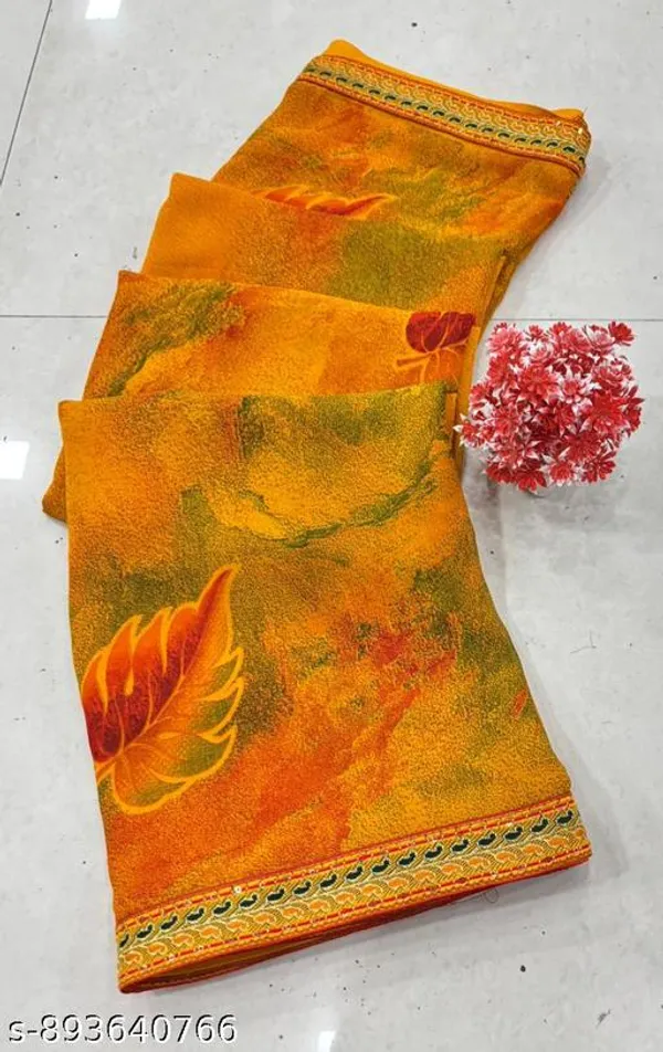 Orange_Georgette_Printed_Premium_Saree_With_Lace_For_Women