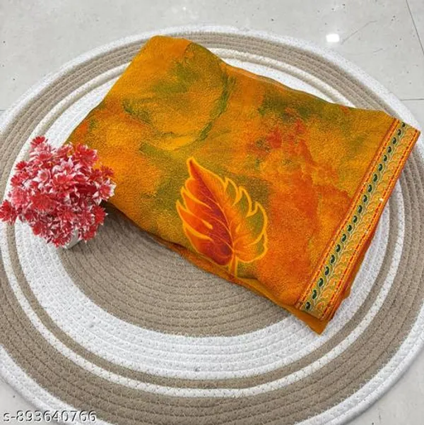 Orange_Georgette_Printed_Premium_Saree_With_Lace_For_Women