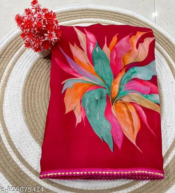 Taladara's_New_Georgette_Printed_Saree_With_Lace_Border