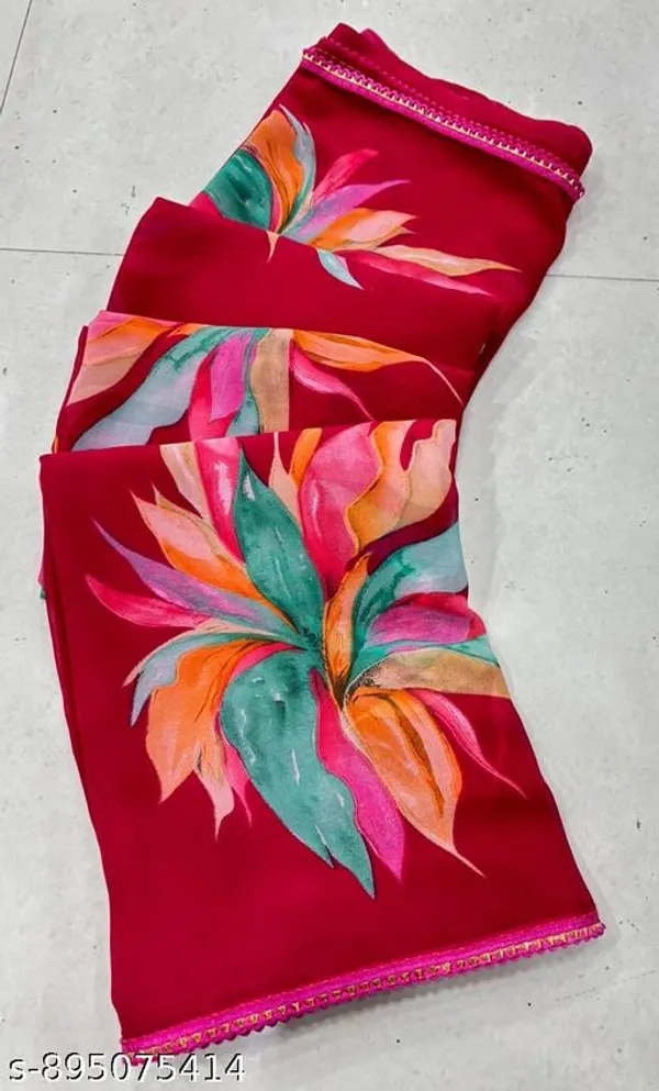 Taladara's_New_Georgette_Printed_Saree_With_Lace_Border