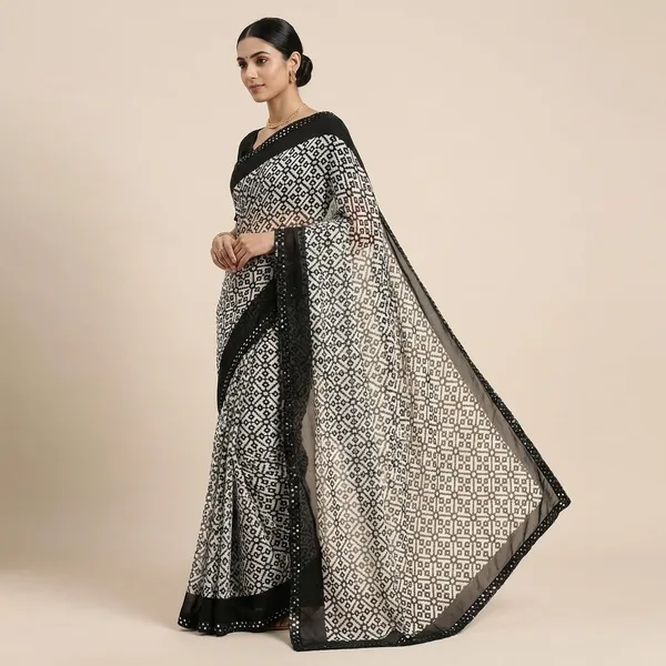 Black_And_White_Fancy_Georgette_Premium_Saree_For_Women