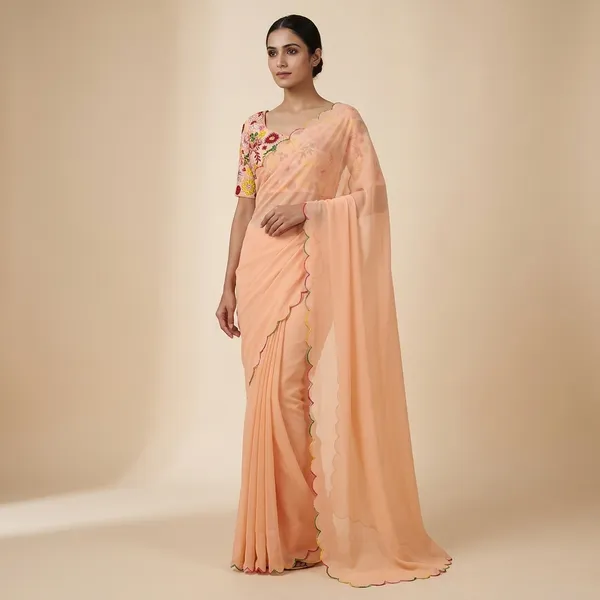 Peach_Fancy_Georgette_Sath_Gram_Premium_Saree_For_Women