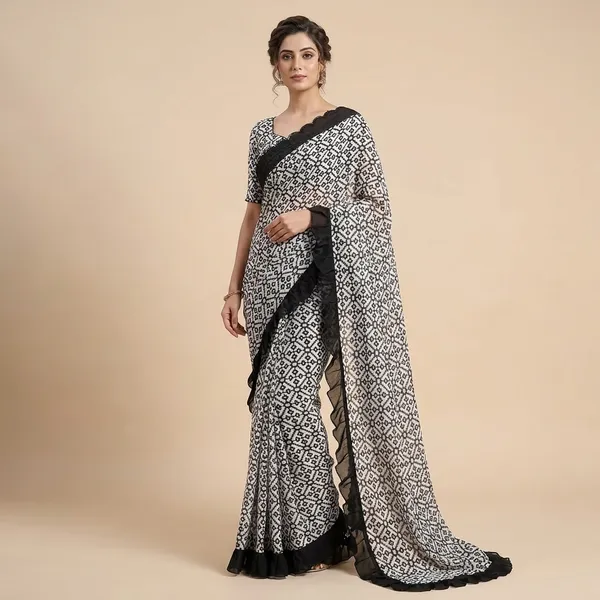 Taladara's_New__Georgette_Printed_Premium_Saree_Mirar_Lace_For_Women