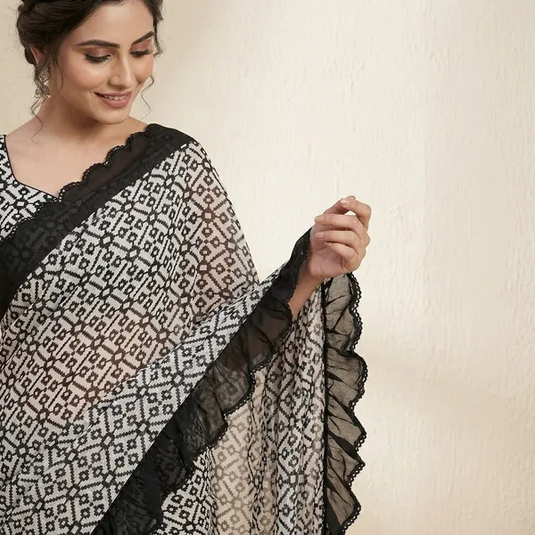 Taladara's_New__Georgette_Printed_Premium_Saree_Mirar_Lace_For_Women