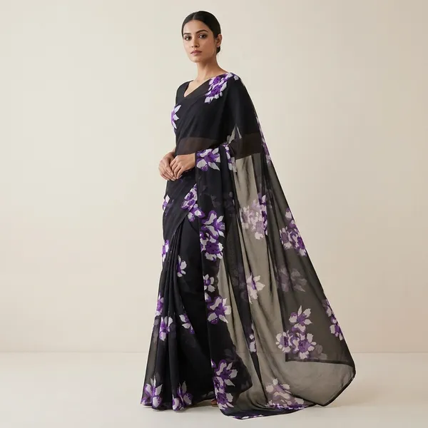 Black_And_Purple_Taladara_Georgette_Printed_Premium_Saree_For_Women