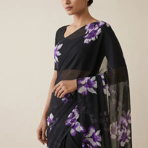 Black_And_Purple_Taladara_Georgette_Printed_Premium_Saree_For_Women
