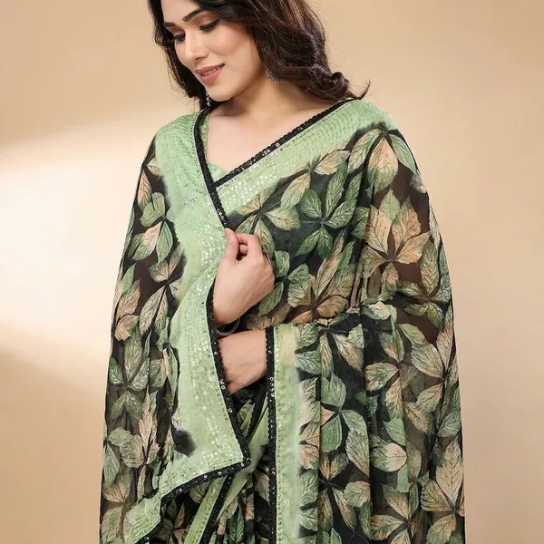 Taladara's_New_Georgette_Printed_Saree_With_Lace_Border_For_Women