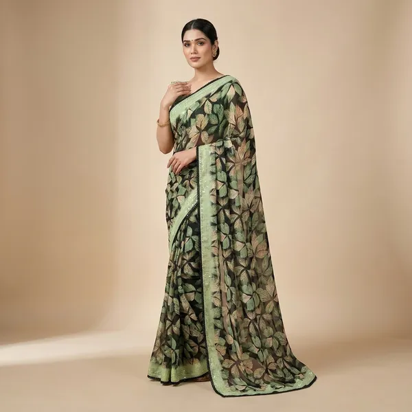 Taladara's_New_Georgette_Printed_Saree_With_Lace_Border_For_Women