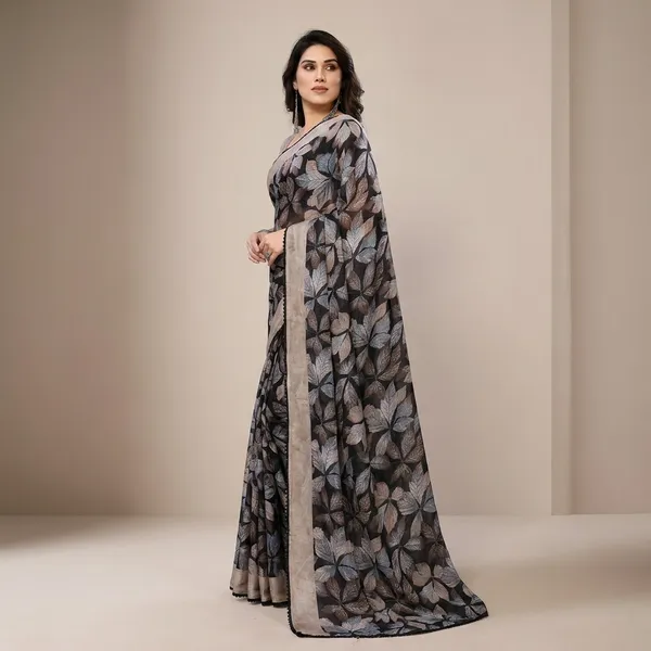Taladara's_New_Georgette_Printed_SareeWith_Lace_Border_For_Women