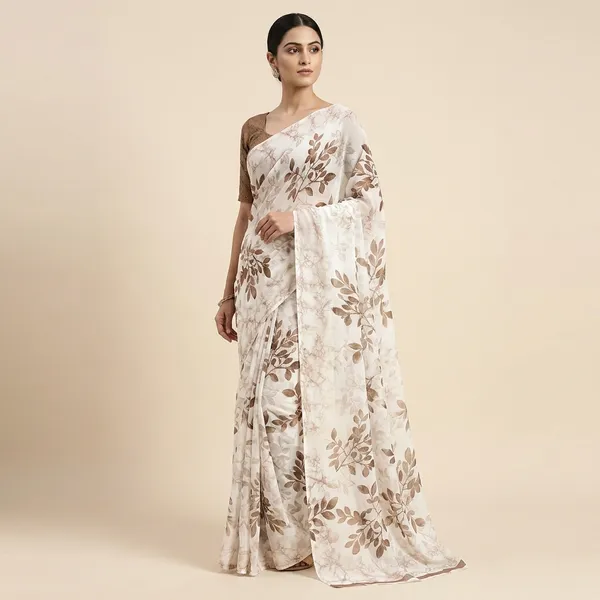 Taladara's_New__Georgette_Printed_Rich_And_Beautiful_Vichitra_Premium_Saree_With_Shiroski_Unstitched_With_Blouse_For_Women