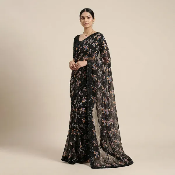 Taladara's_New_Georgette_Printed_Premium_Saree_Lace_Border_For_Women