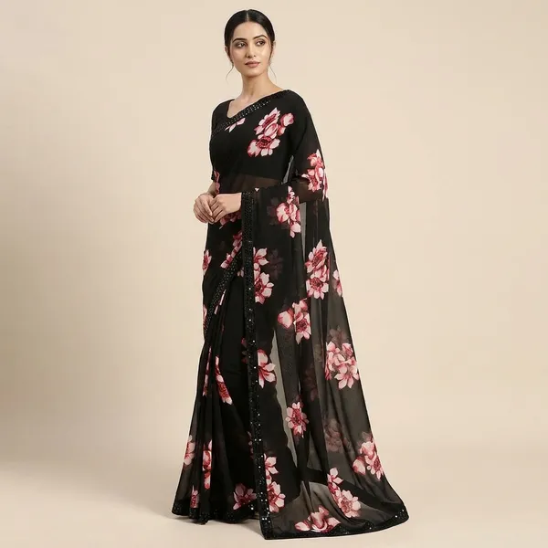 Taladara's_New__Georgette_Printed_Premium_Saree_Lace_Border_For_Women